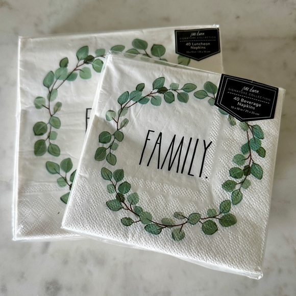 Rae Dunn Napkin Set “Family” motif brand new in packaging - Picture 1 of 3